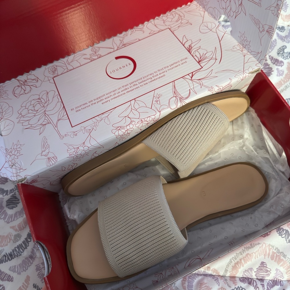 Journee Collection Women's Beige Slide Sandals